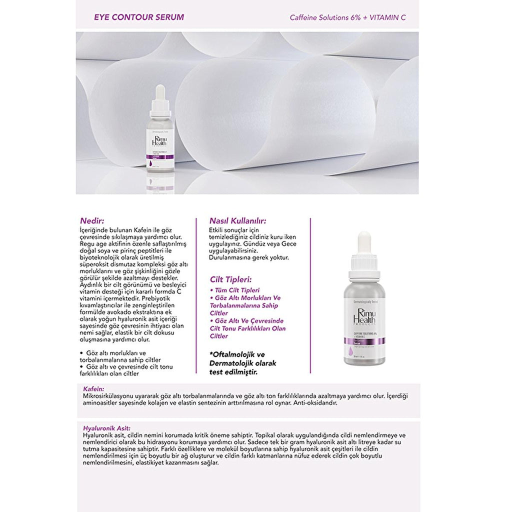 Rimu Health: Advanced Caffeine & Hyaluronic Acid Eye Serum Ð Reduce Dark Circles, Puffiness & Wrinkles | Brightening & Anti-Aging Formula