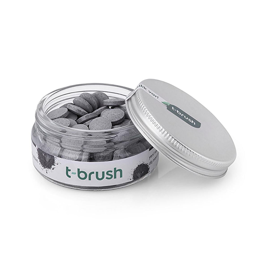 T-Brush Activated Charcoal Toothpaste Tablets - Fluoride, Vegan Formula for Sensitive Gums | 90 Tablets