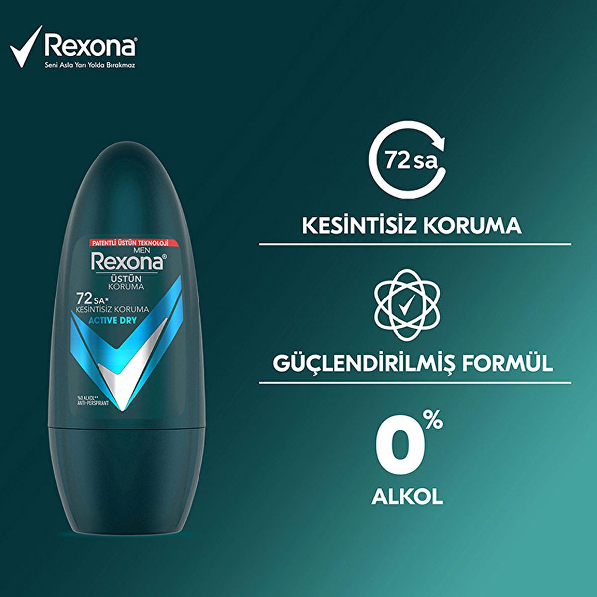 Rexona 72 Hour Protection Men's Deodorant Roll-On - Long-Lasting Antiperspirant for Active Men