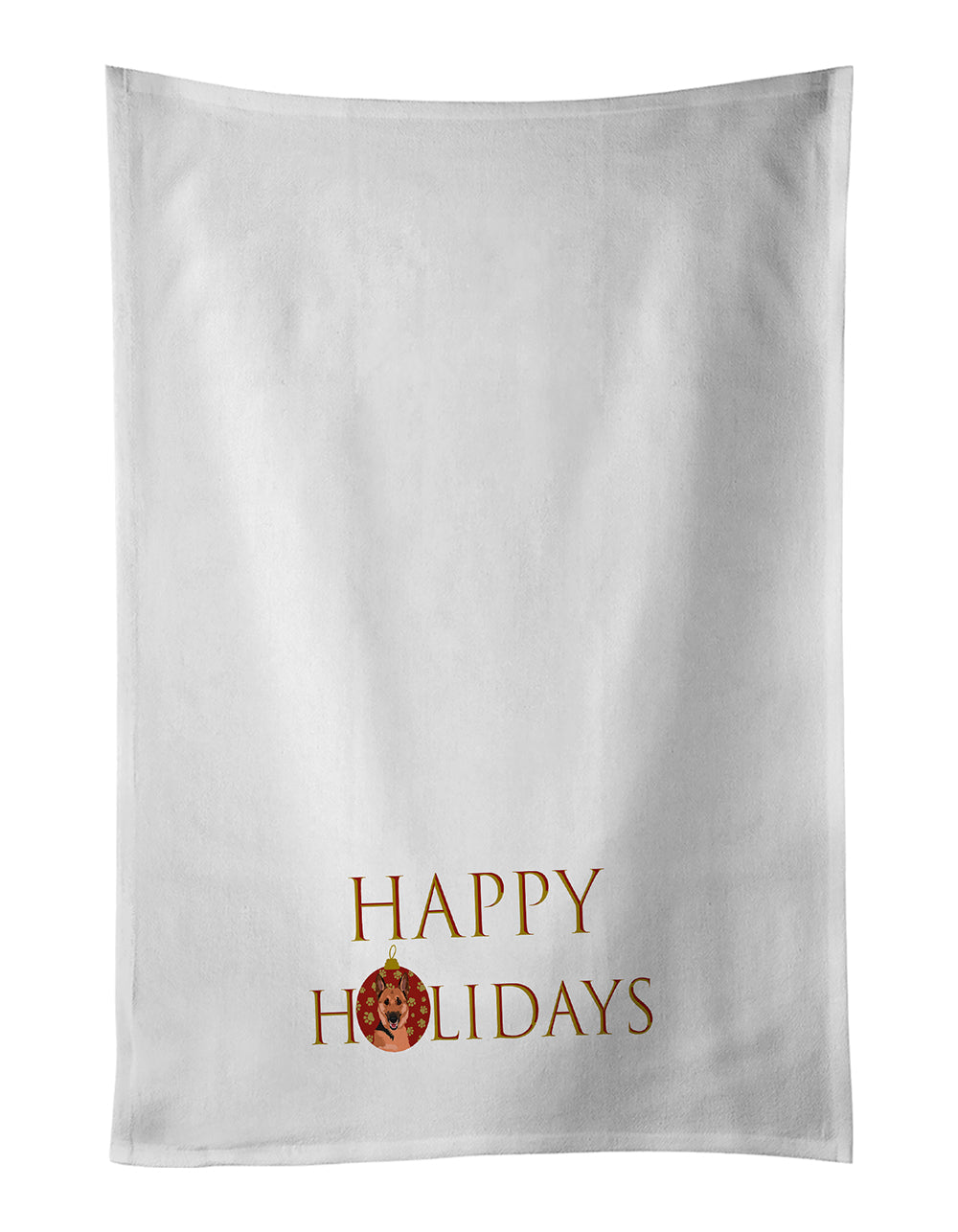 German Shepherd Black and Tan #1 Happy Holidays Kitchen Towel Set of 2
