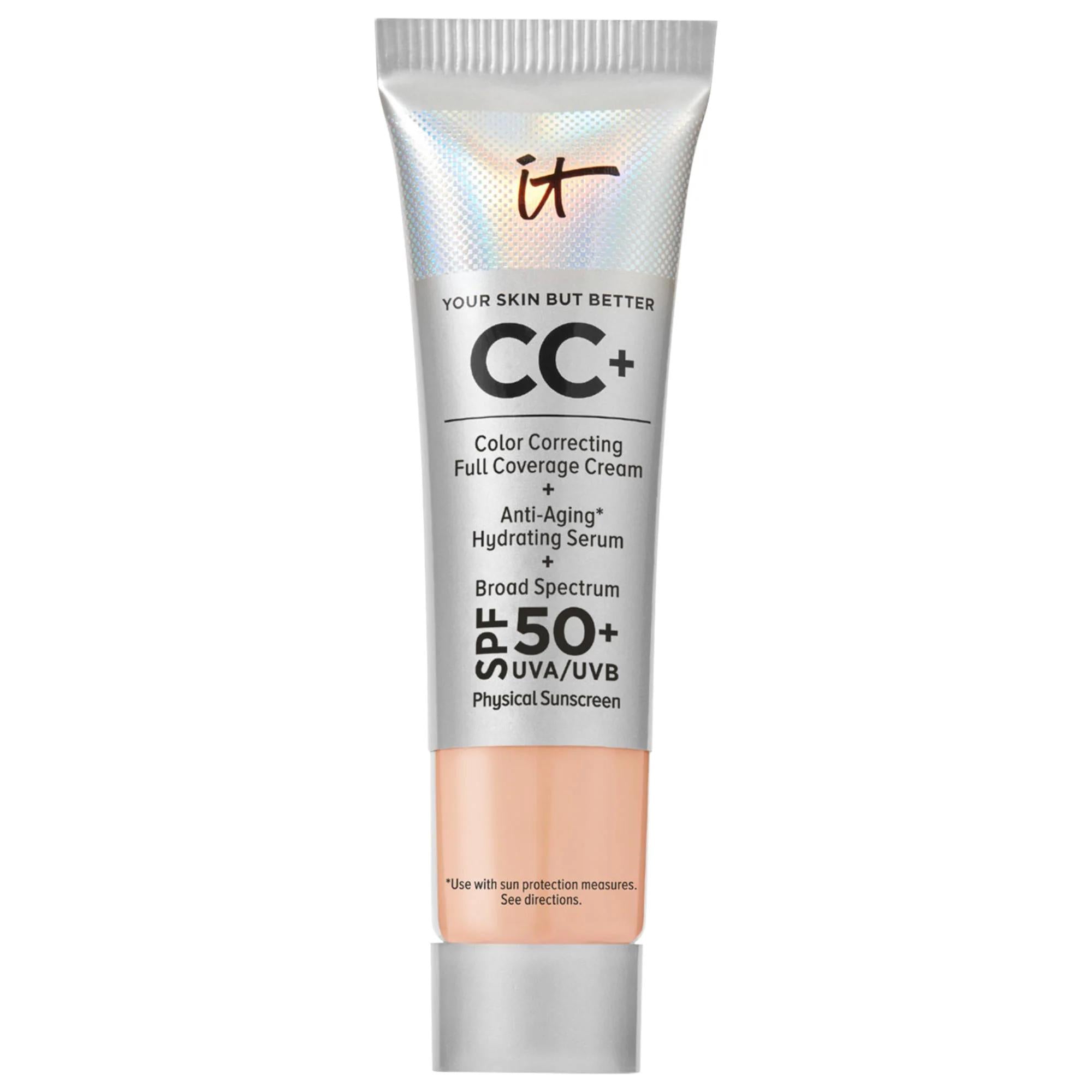 IT Cosmetics CC+ Cream: Full Coverage SPF 50+ Foundation - Color Correcting, Hydrating, Anti-Aging - Natural Finish