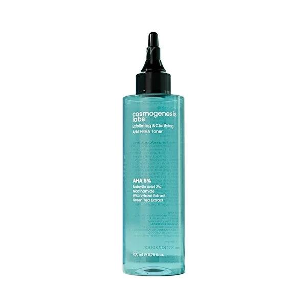 Cosmogenesis Labs AHA+BHA Toner - Exfoliating, Hydrating Skincare for Smoother Skin - 6.76 fl oz