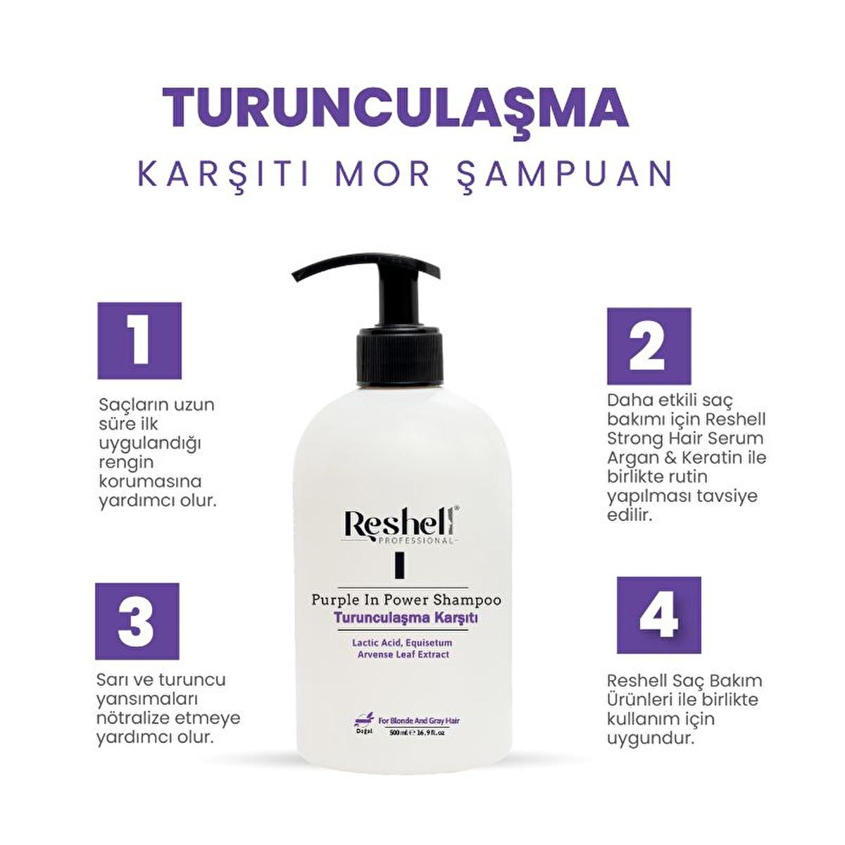 Reshell Purple In Power Anti-Brass Purple Shampoo: Neutralize Orange Tones for Blonde, Grey & Highlighted Hair (500ml)