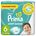 Prima Pampers Active Baby Diapers Size 6 - 56 Count, Extra Large, Leakproof & Dermatologically Tested