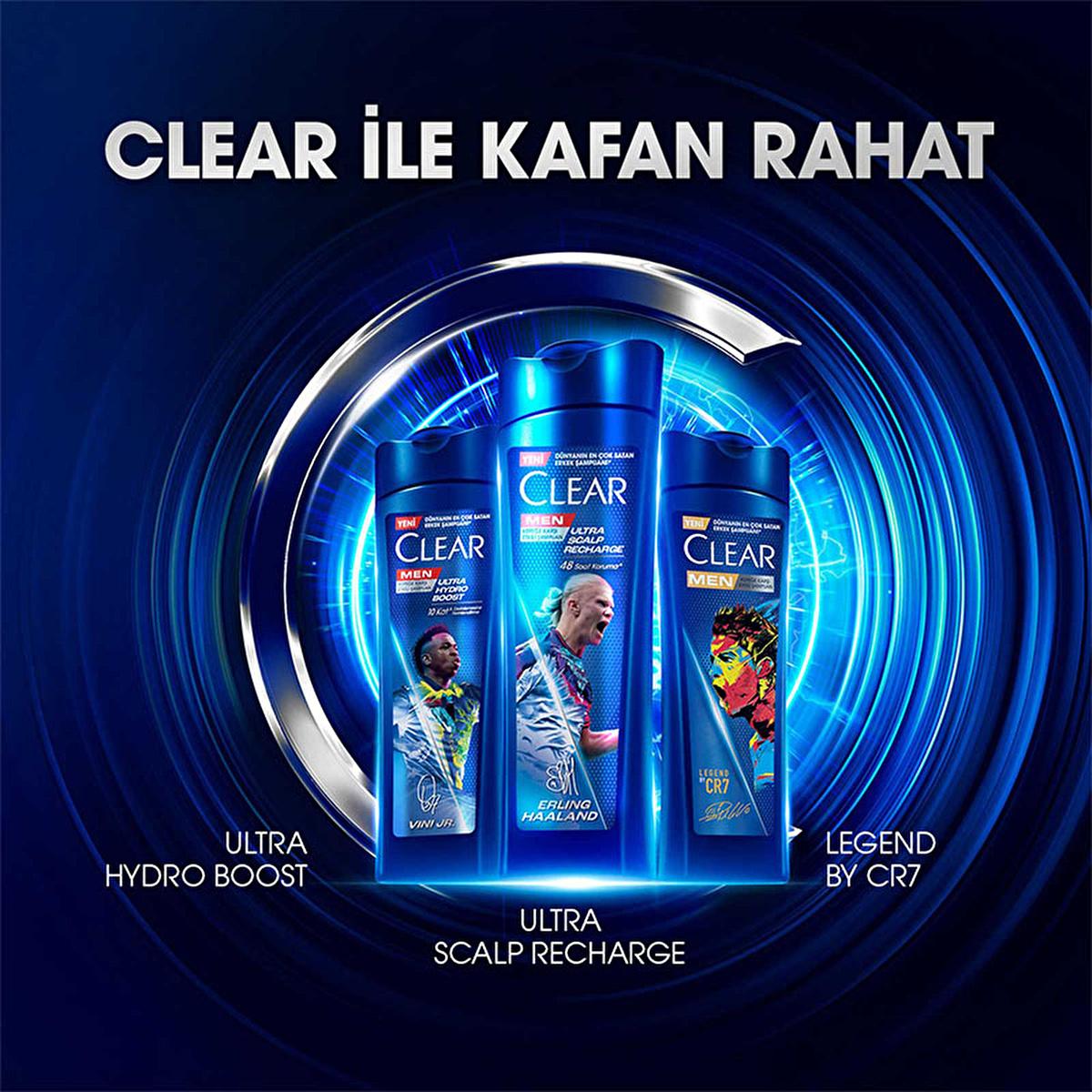 Clear Men Vin’cius Jœnior Anti-Dandruff Shampoo: Ultra Hydro Boost for Men - 10x Deeply Moisturizing, Eucalyptus & Cedarwood, Fight Dry Scalp & Flakes