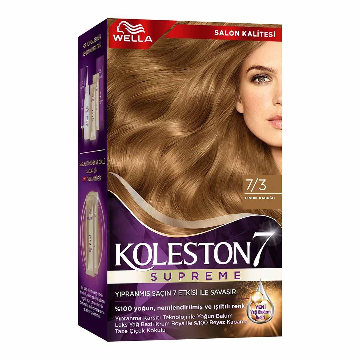 Wella Koleston Supreme 7/3 Hazelnut Hair Dye: 100% Gray Coverage, Rich Color & Conditioning, Permanent At-Home Hair Color Kit