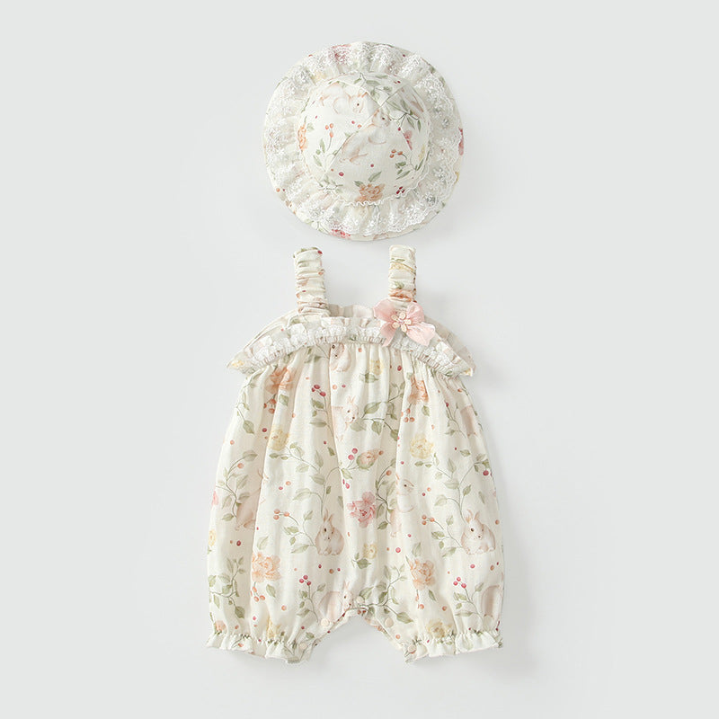 Strap strap baby girl jumpsuit