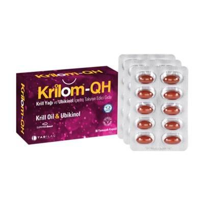 Krilom QH Krill Oil 30 Softgels - Omega-3, EPA, DHA, Phospholipids, Astaxanthin, & Ubiquinol - Heart & Brain Health Antioxidant Supplement