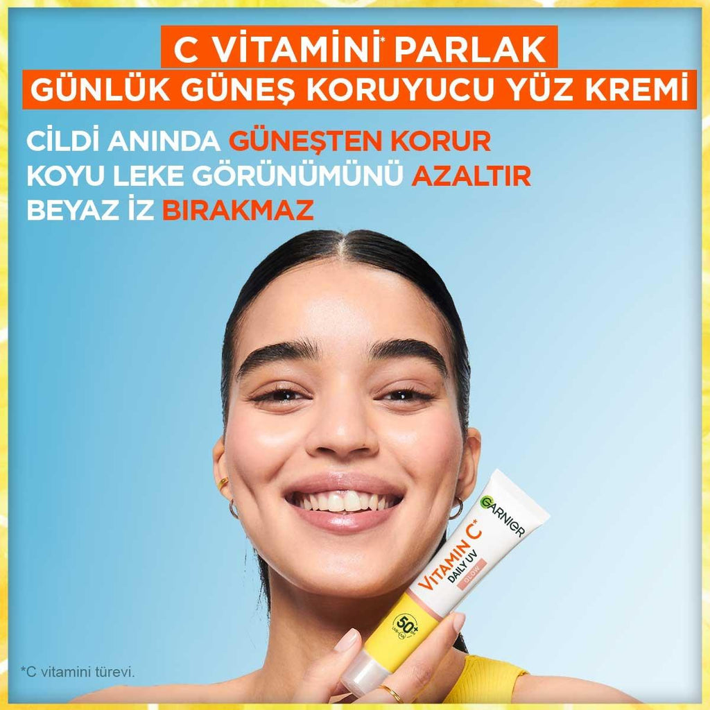 Garnier Daily Sunscreen Face Cream SPF50+ - Vitamin C Enriched, Vegan, Dermatologically Tested - 1.35 fl oz