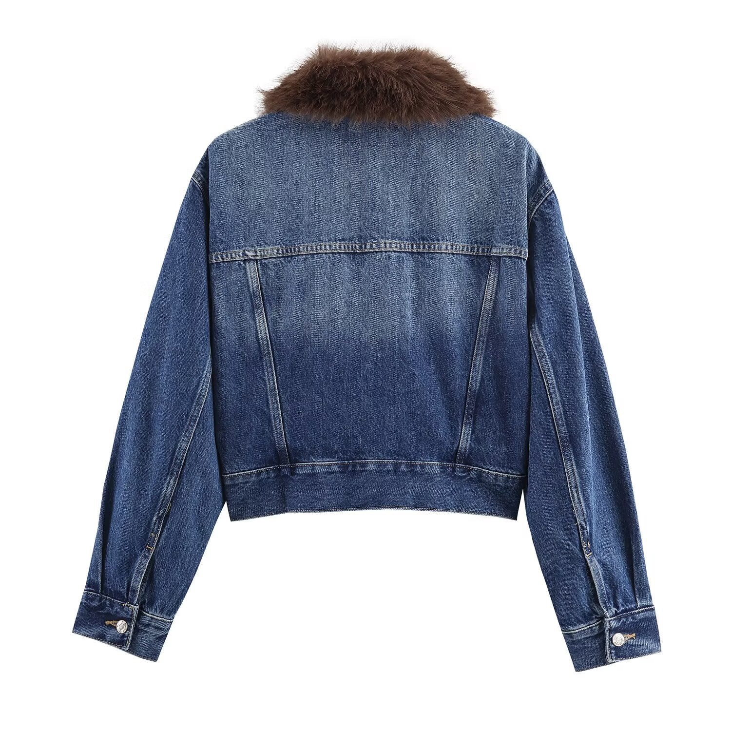 Shorts flip synthetic fur denim jacket