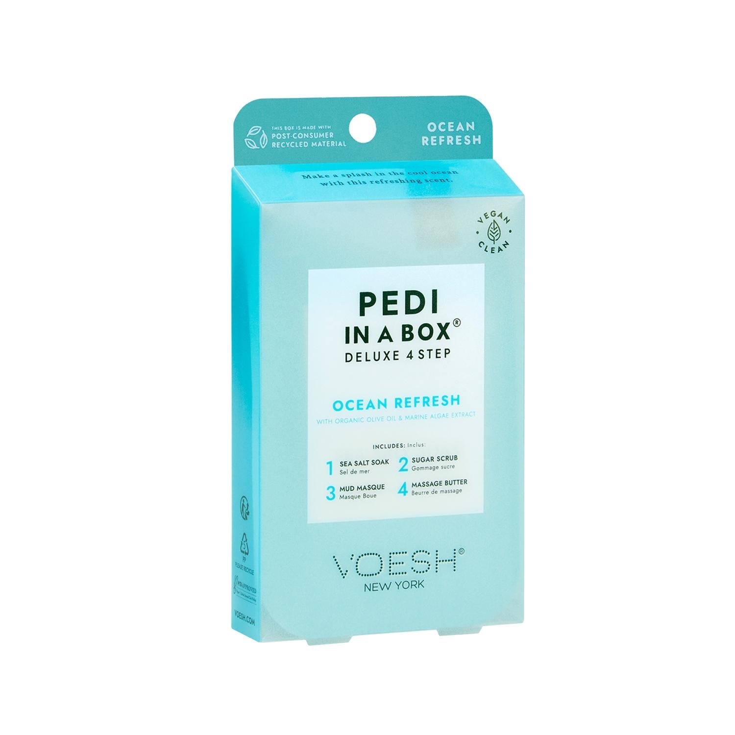 Voesh New York Deluxe Pedicure Kit - 4-Step At-Home Pedicure Set with Ocean-Inspired Skincare