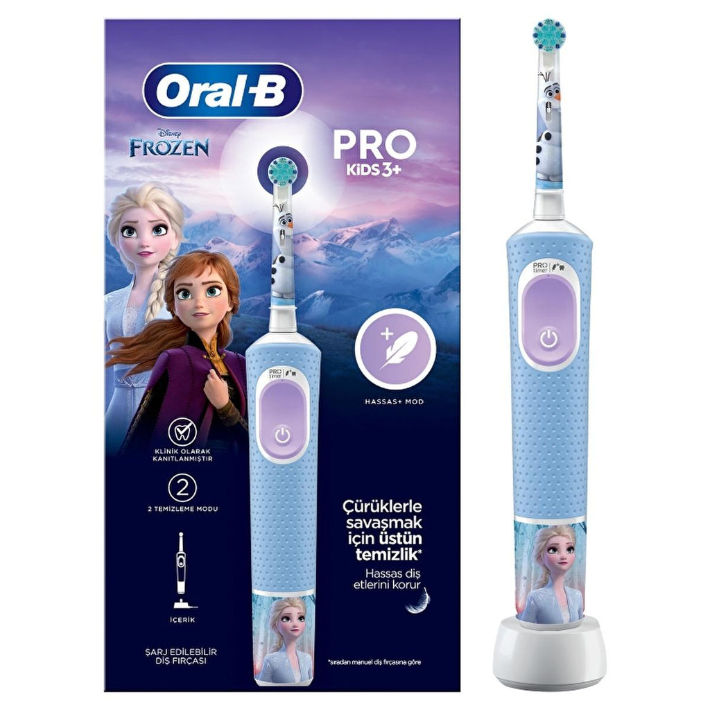 Oral-B Electric Toothbrush for Kids - D100 Frozen Edition, Rechargeable, Gentle Cleaning, 2 Brushing Modes