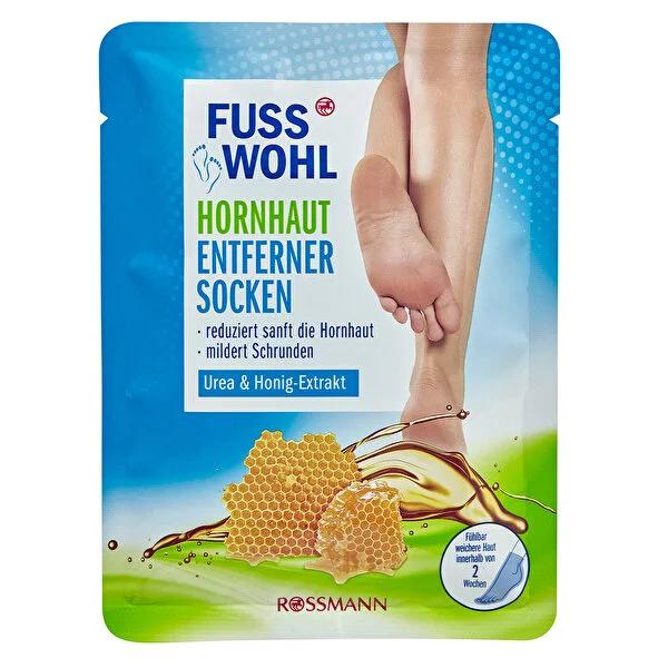 Fusswohl Urea and Honey Foot Mask for Cracked Heels - Softens, Moisturizes & Smooths Dry Skin
