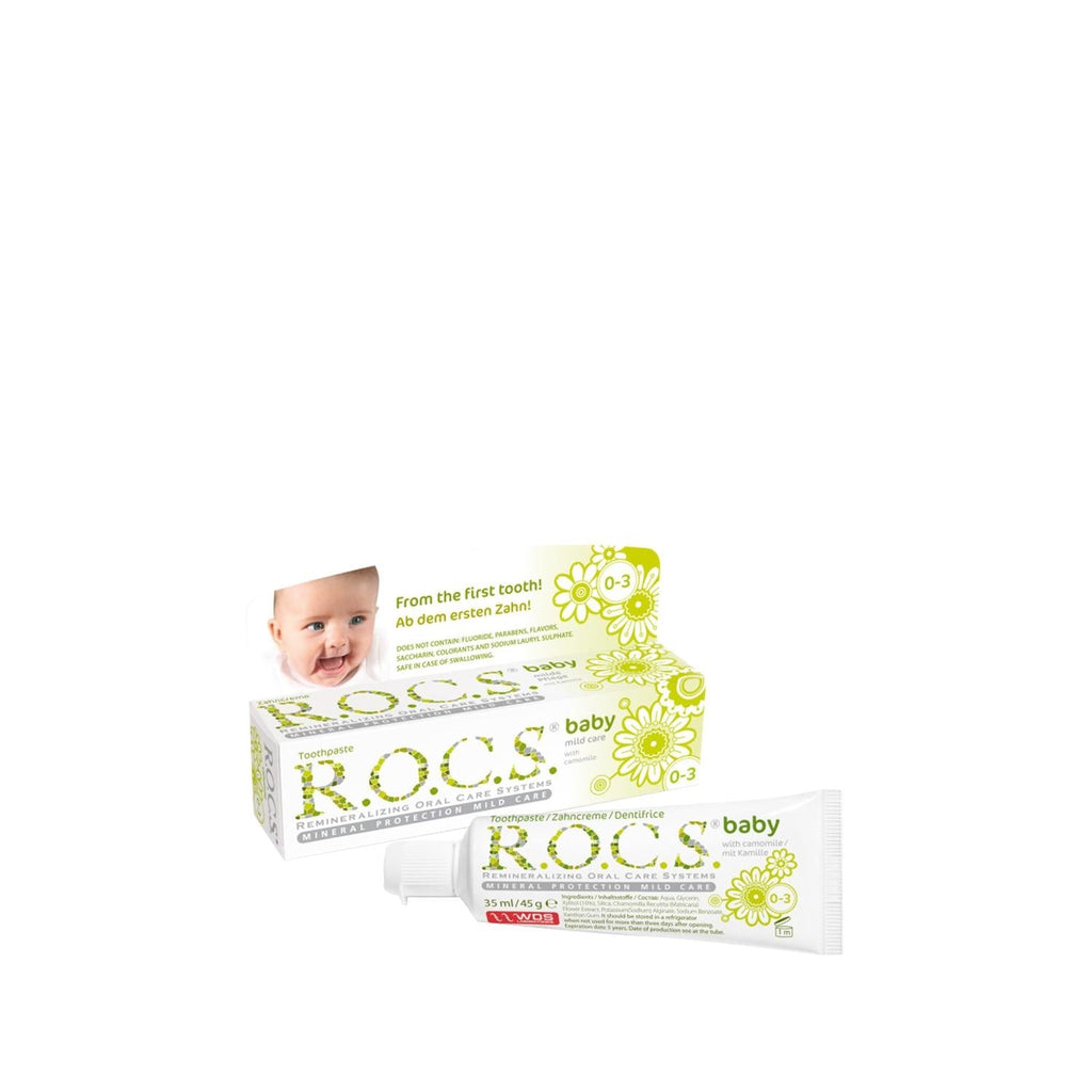 Rocs Baby Toothpaste with Chamomile Extract for 0-3 Years Old - Natural Oral Care for Infants