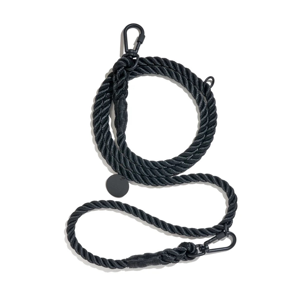 Found My Animal Matte Black Rope Adjustable Dog Leash Large