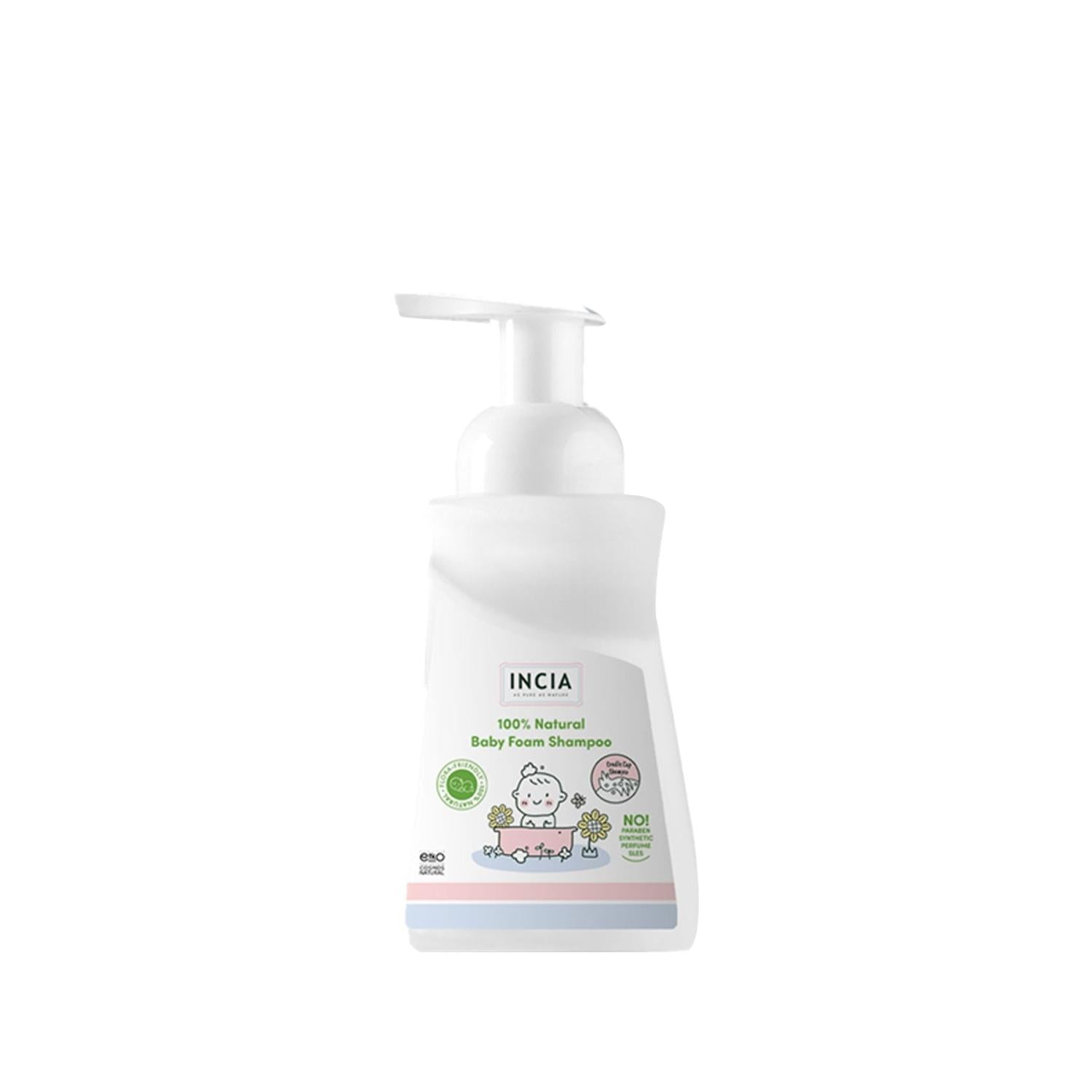 INCIA Natural Baby Foam Shampoo 200ml - Gentle, Hypoallergenic, and Chemical-Free for Delicate Baby Skin
