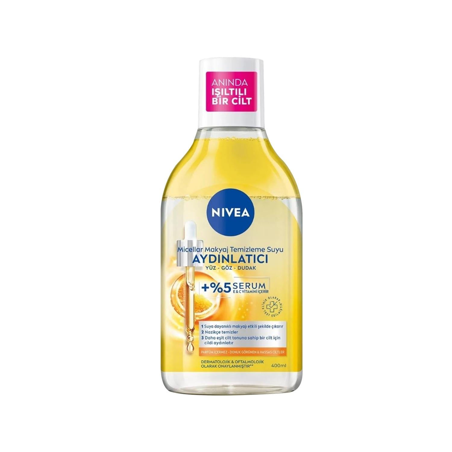 Nivea Brightening Micellar Makeup Remover Water - Gentle Cleansing & Makeup Removal for Sensitive Skin - 400ml