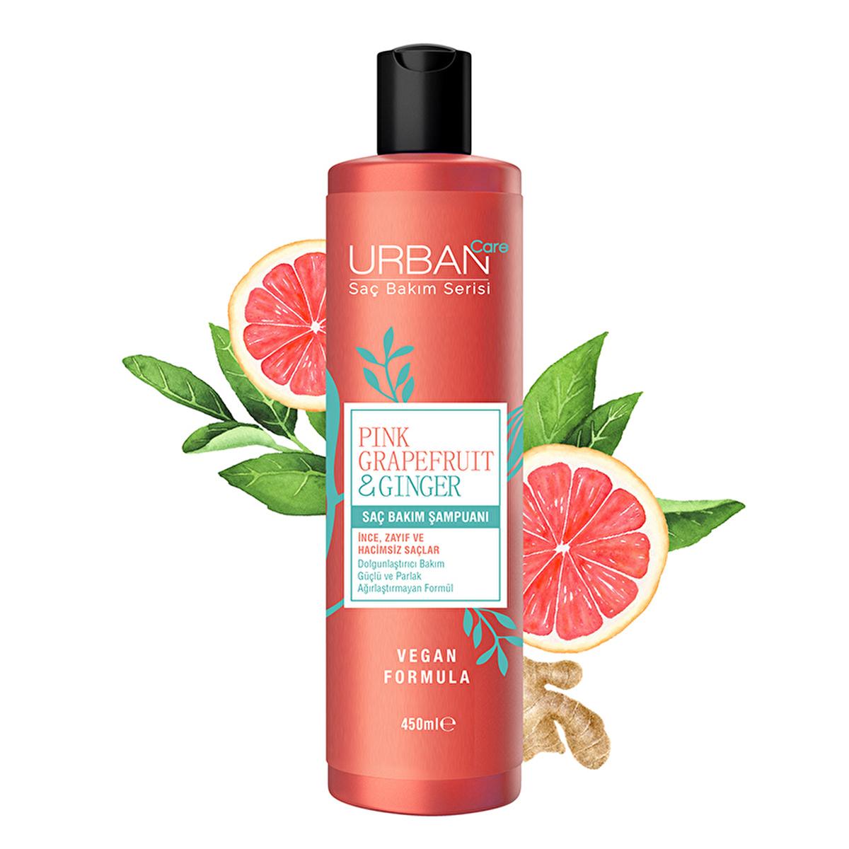 Urban Care Pink Grapefruit & Ginger Volumizing Shampoo: Thicken Fine Hair, Vegan Formula, Hair Repair - 15.22 fl oz