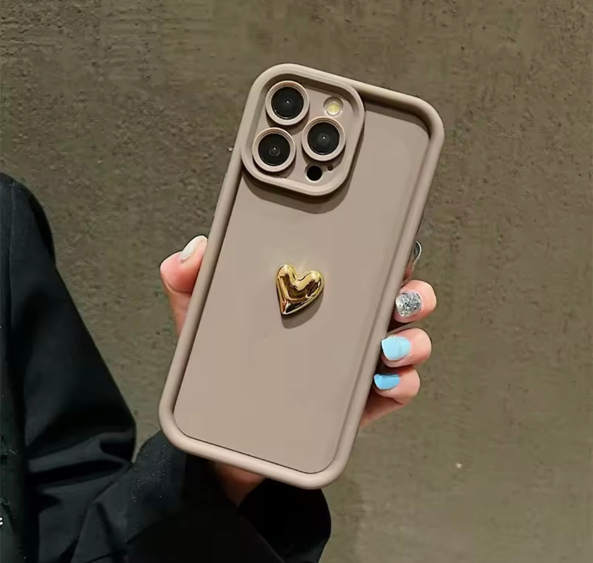 3D Gold Love Heart Case For iPhone 16 15 14 13 12 11 Pro Max X XS XR 7 8 Plus Silicone Candy DIY Cover