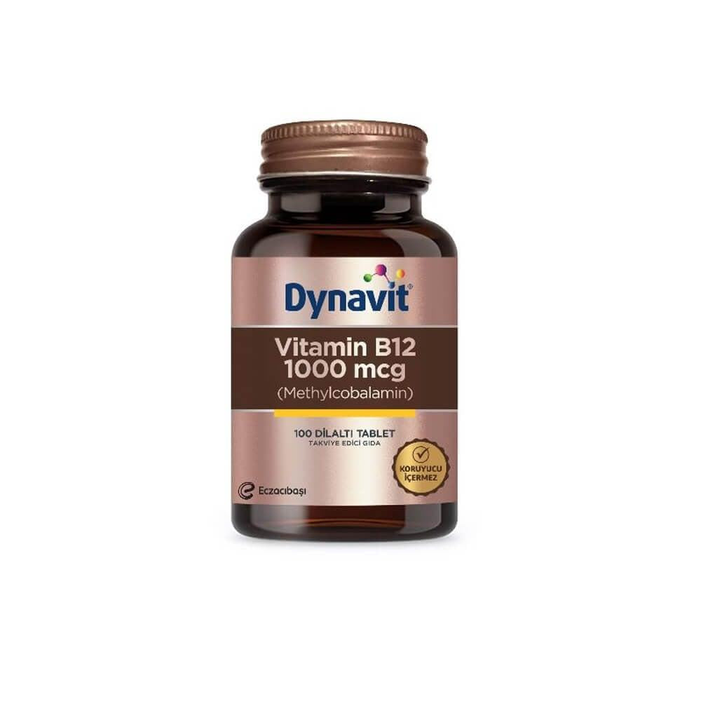 Dynavit Vitamin B12 1000 mcg Sublingual Tablets - Supports Nerve Function & Red Blood Cell Formation, 100 Count
