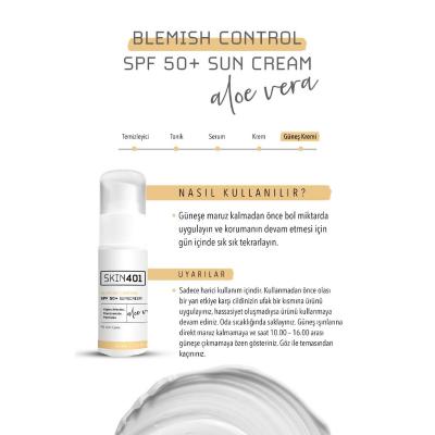 Skin401 Blemish Control Spf+50 Sunscreen 50 ml - SPF 50+ Moisturizing Sunblock with Aloe Vera