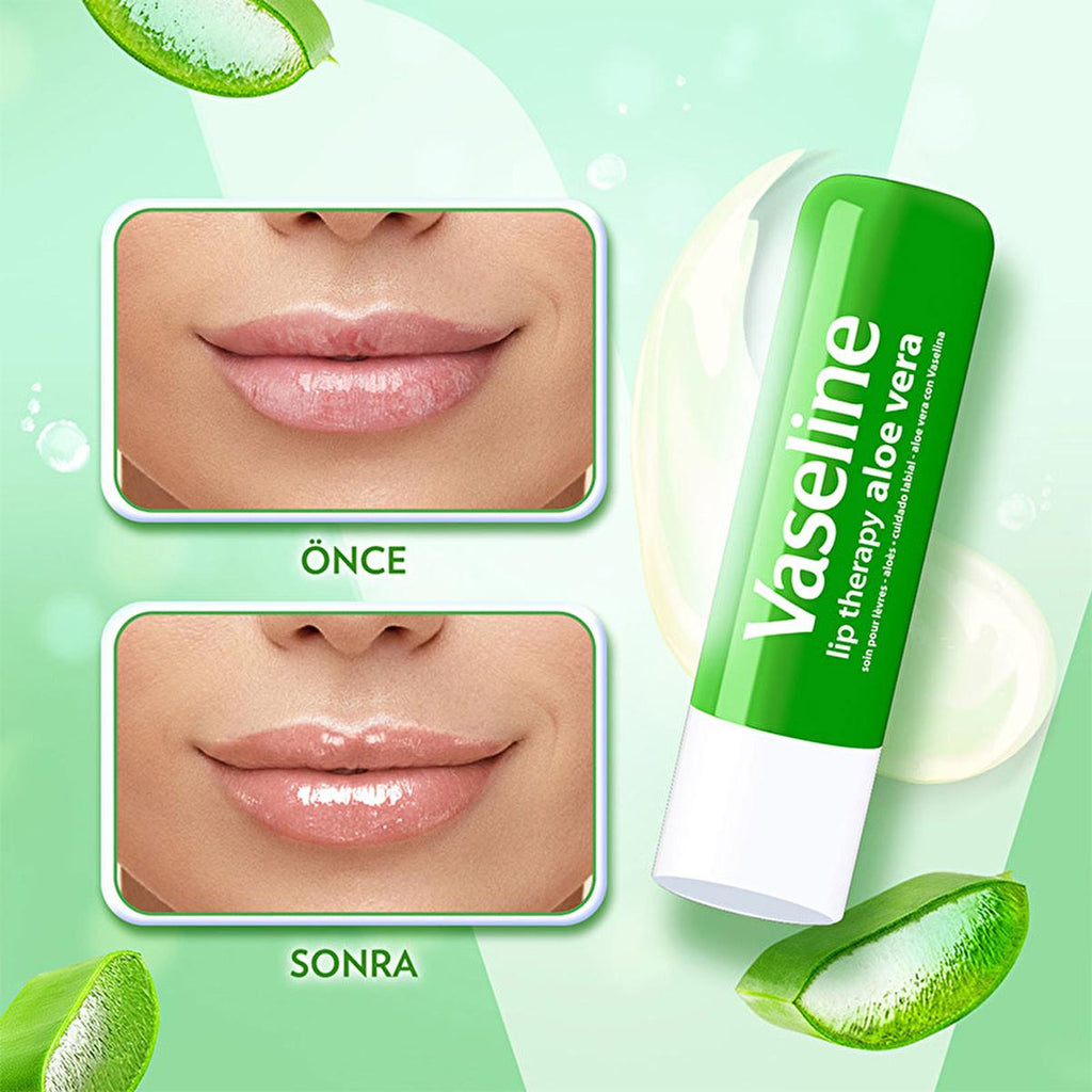 Vaseline Aloe Vera Lip Care Balm - 48 Hour Moisturization for Dry, Chapped Lips