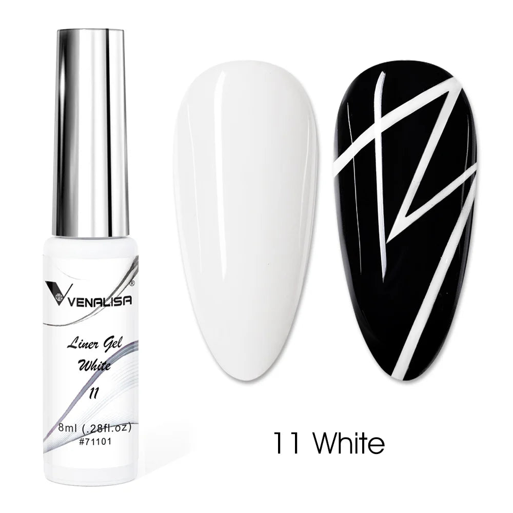 Venalisa Liner Gel 8ml French Nail Gel Polish UV LED Painting Gel Nail Art Design Gorgeous Glitter Color DIY Drawing Polish