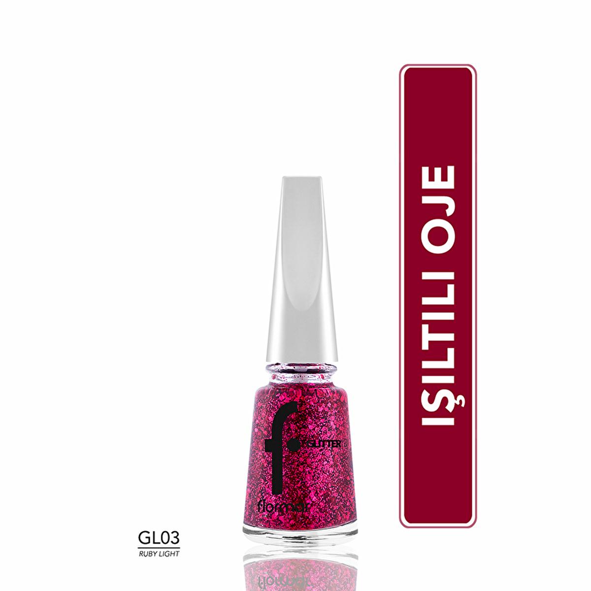 Flormar Glitter Semi-transparent Nail Polish - Semi-transparent Glitter Polish for Trendy Nail Art