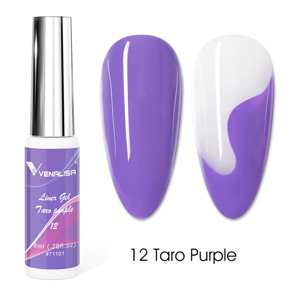 Venalisa Liner Gel 8ml French Nail Gel Polish UV LED Painting Gel Nail Art Design Gorgeous Glitter Color DIY Drawing Polish