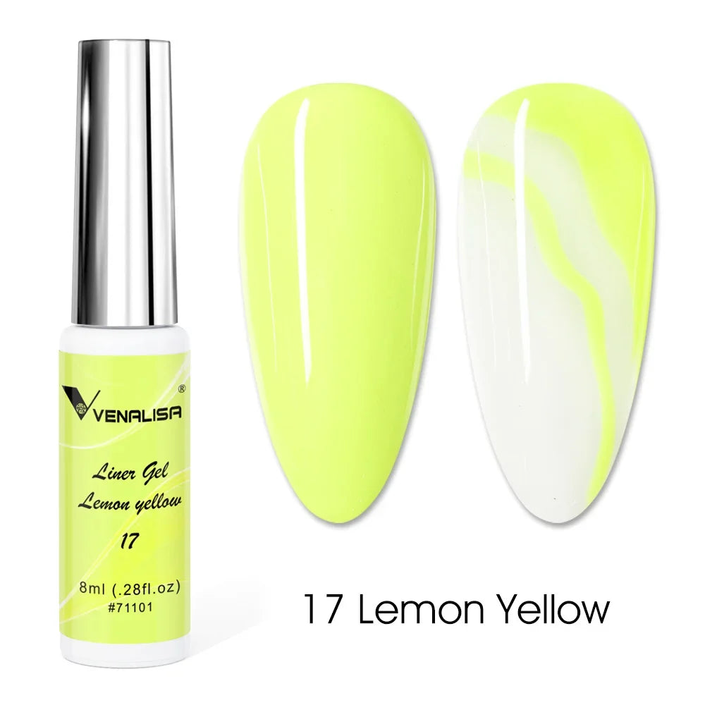 Venalisa Liner Gel 8ml French Nail Gel Polish UV LED Painting Gel Nail Art Design Gorgeous Glitter Color DIY Drawing Polish