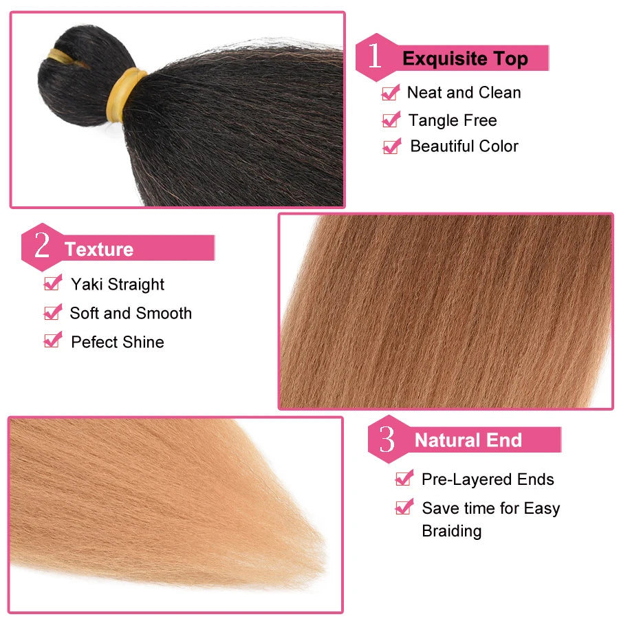 Easy Braiding Hair 26 inch long Jumbo Braids Yaki Straight Crochet Synthetic Ombre Hair Extensions Low temperature Fiber 90g/ pc