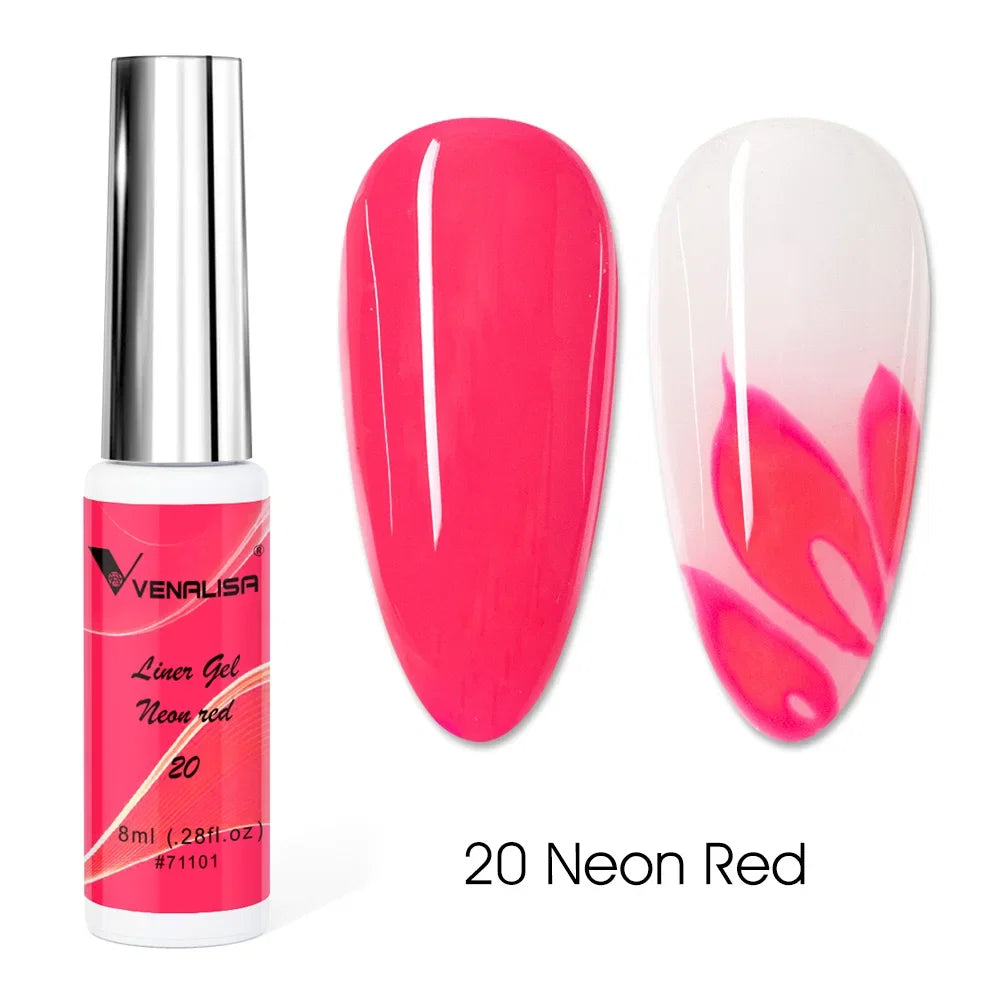 Venalisa Liner Gel 8ml French Nail Gel Polish UV LED Painting Gel Nail Art Design Gorgeous Glitter Color DIY Drawing Polish