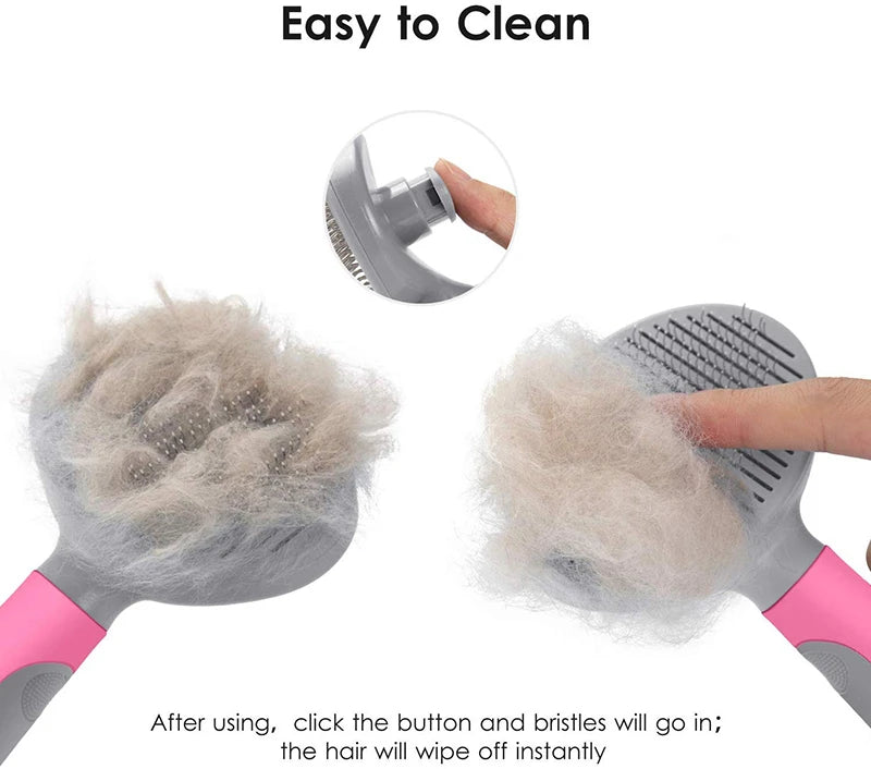 Benepaw Efficient Self Cleaning Slicker Pet Grooming Brush For Small Large Dogs Cats Comfortable Safe Anti-slip Comb For Pets