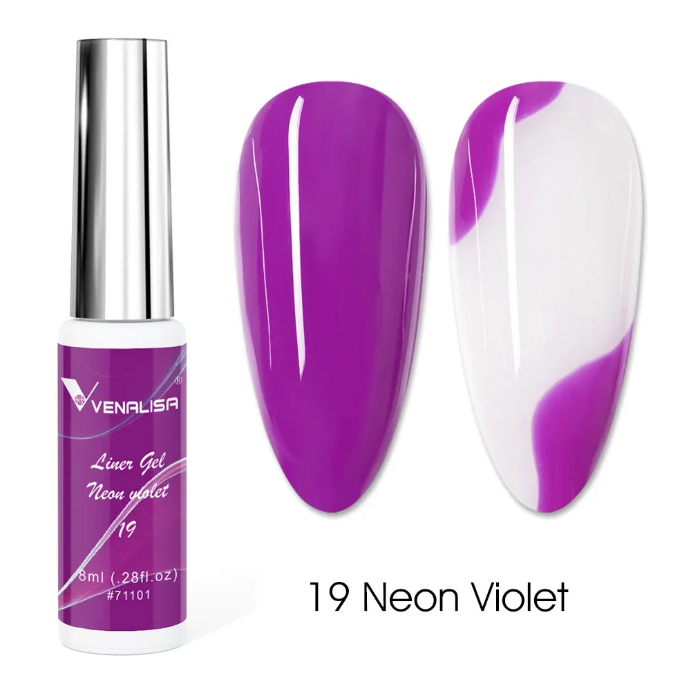 Venalisa Liner Gel 8ml French Nail Gel Polish UV LED Painting Gel Nail Art Design Gorgeous Glitter Color DIY Drawing Polish