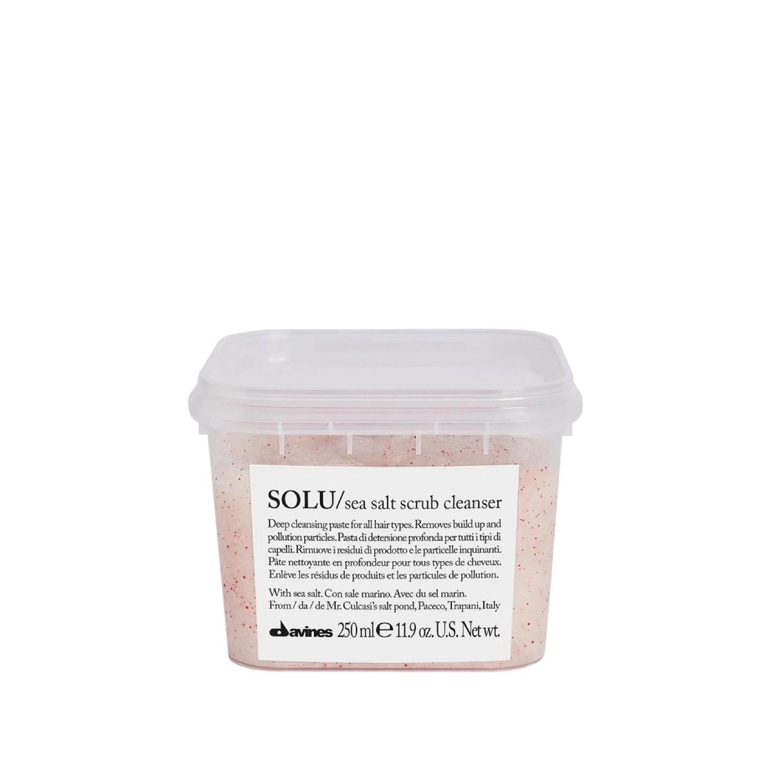 Davines Solu Sea Salt Scrub - Natural Body Exfoliant & Cleanser for Smoother Skin, 8.45 fl oz
