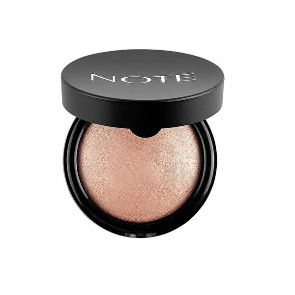 Note Baked Highlighter Powder - Stardust 01: Radiant Shimmering Face Powder with Macadamia Oil for a Hydrated, Glowy Skin
