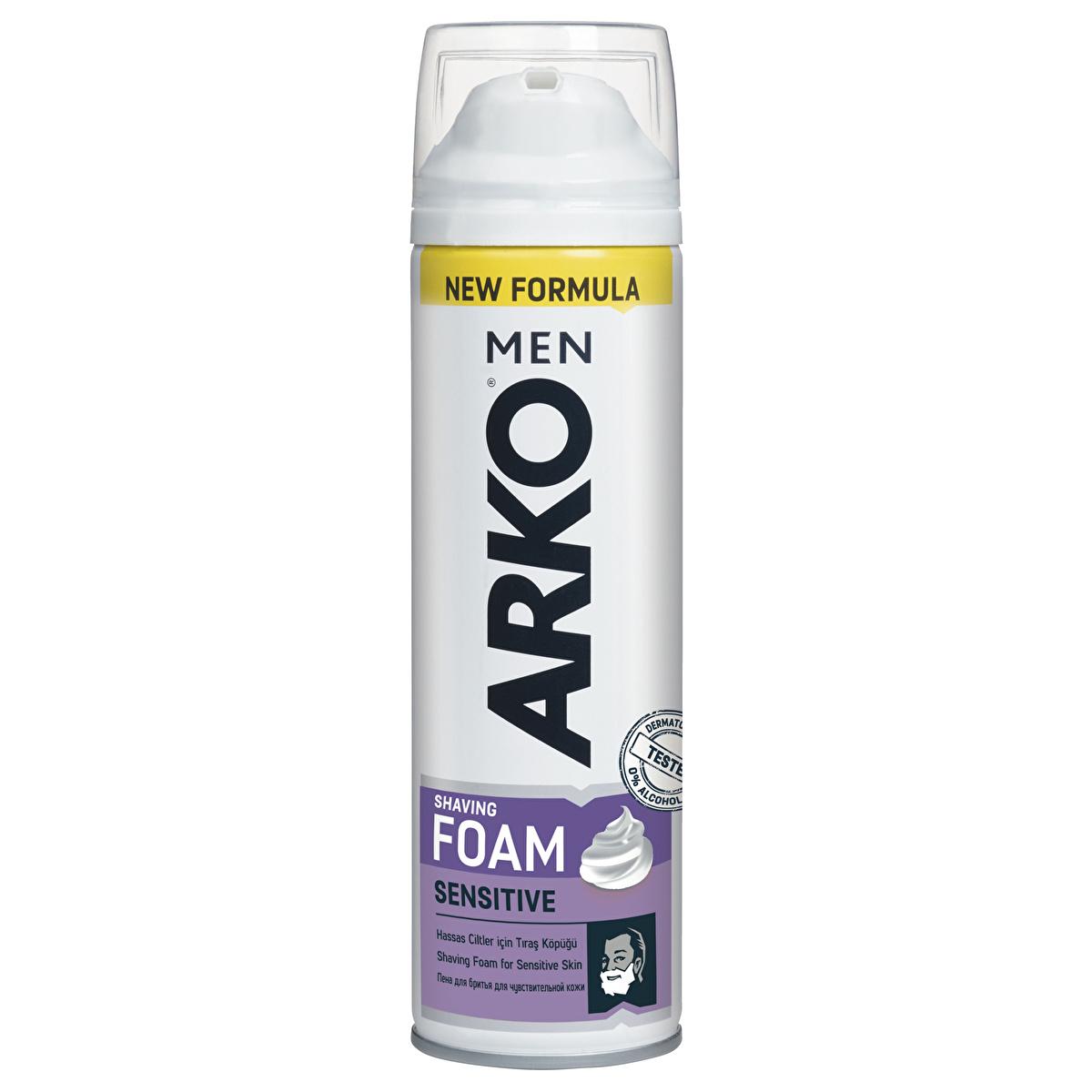 Arko Men Sensitive Shaving Cream for Men with Lavender & Aloe Vera, Dermatologically Tested - 6.76 fl oz