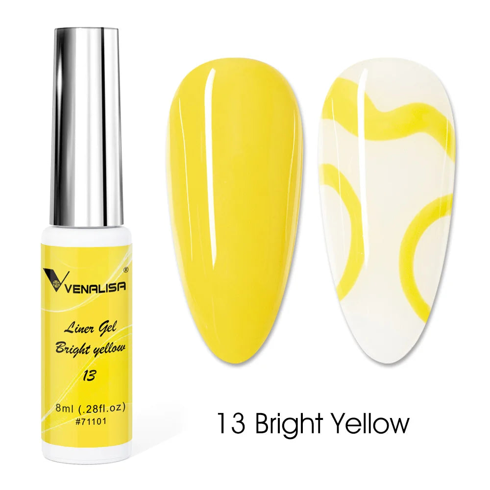 Venalisa Liner Gel 8ml French Nail Gel Polish UV LED Painting Gel Nail Art Design Gorgeous Glitter Color DIY Drawing Polish