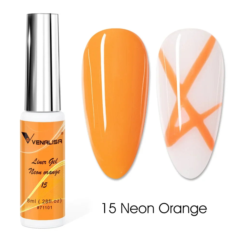 Venalisa Liner Gel 8ml French Nail Gel Polish UV LED Painting Gel Nail Art Design Gorgeous Glitter Color DIY Drawing Polish