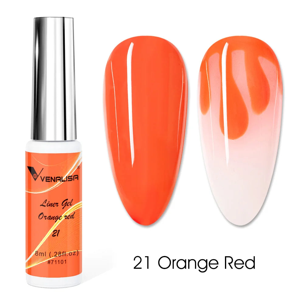 Venalisa Liner Gel 8ml French Nail Gel Polish UV LED Painting Gel Nail Art Design Gorgeous Glitter Color DIY Drawing Polish