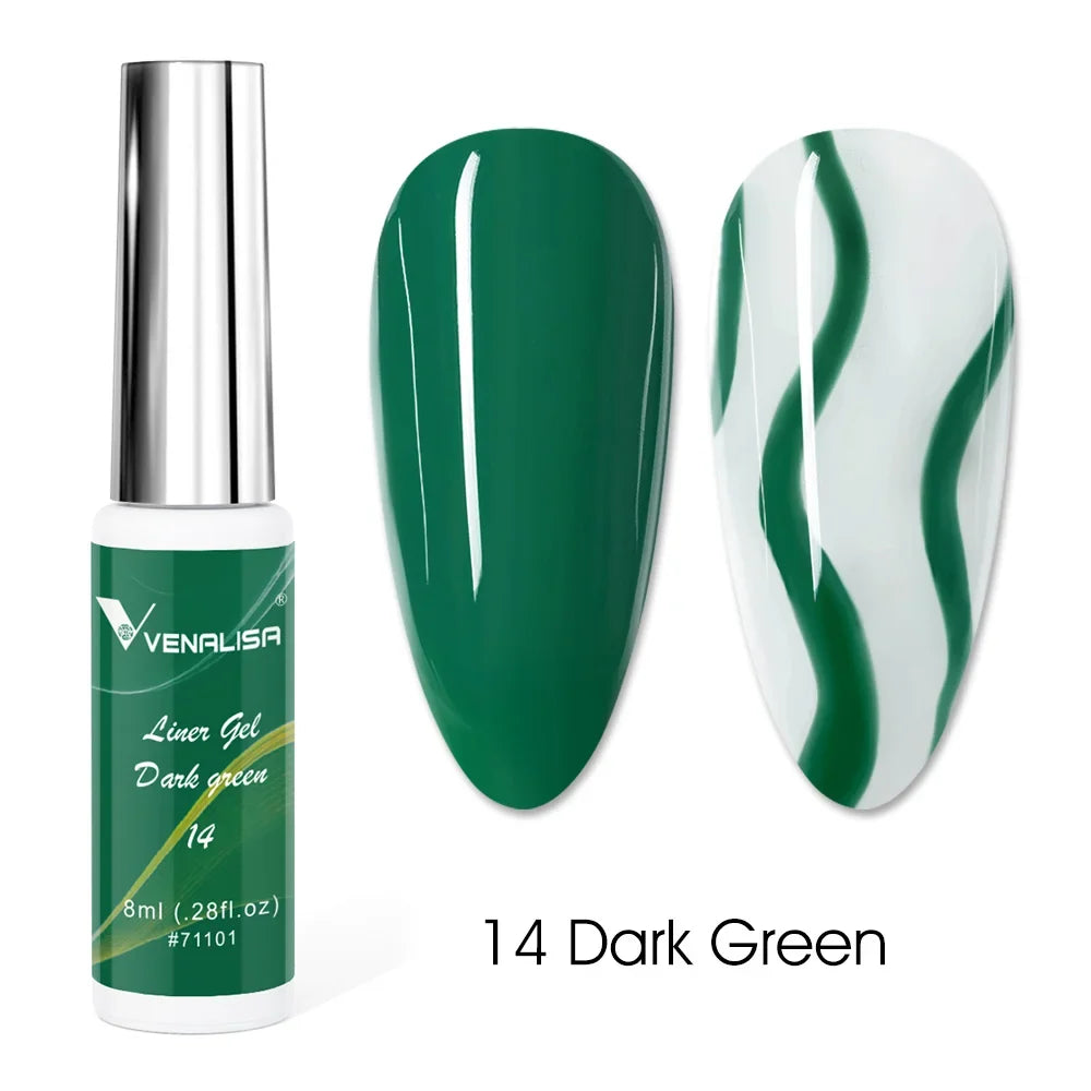 Venalisa Liner Gel 8ml French Nail Gel Polish UV LED Painting Gel Nail Art Design Gorgeous Glitter Color DIY Drawing Polish