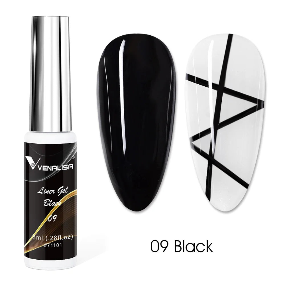 Venalisa Liner Gel 8ml French Nail Gel Polish UV LED Painting Gel Nail Art Design Gorgeous Glitter Color DIY Drawing Polish