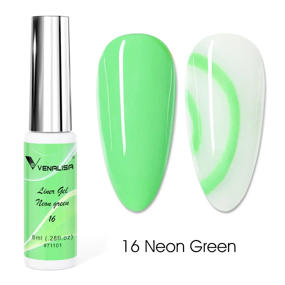 Venalisa Liner Gel 8ml French Nail Gel Polish UV LED Painting Gel Nail Art Design Gorgeous Glitter Color DIY Drawing Polish