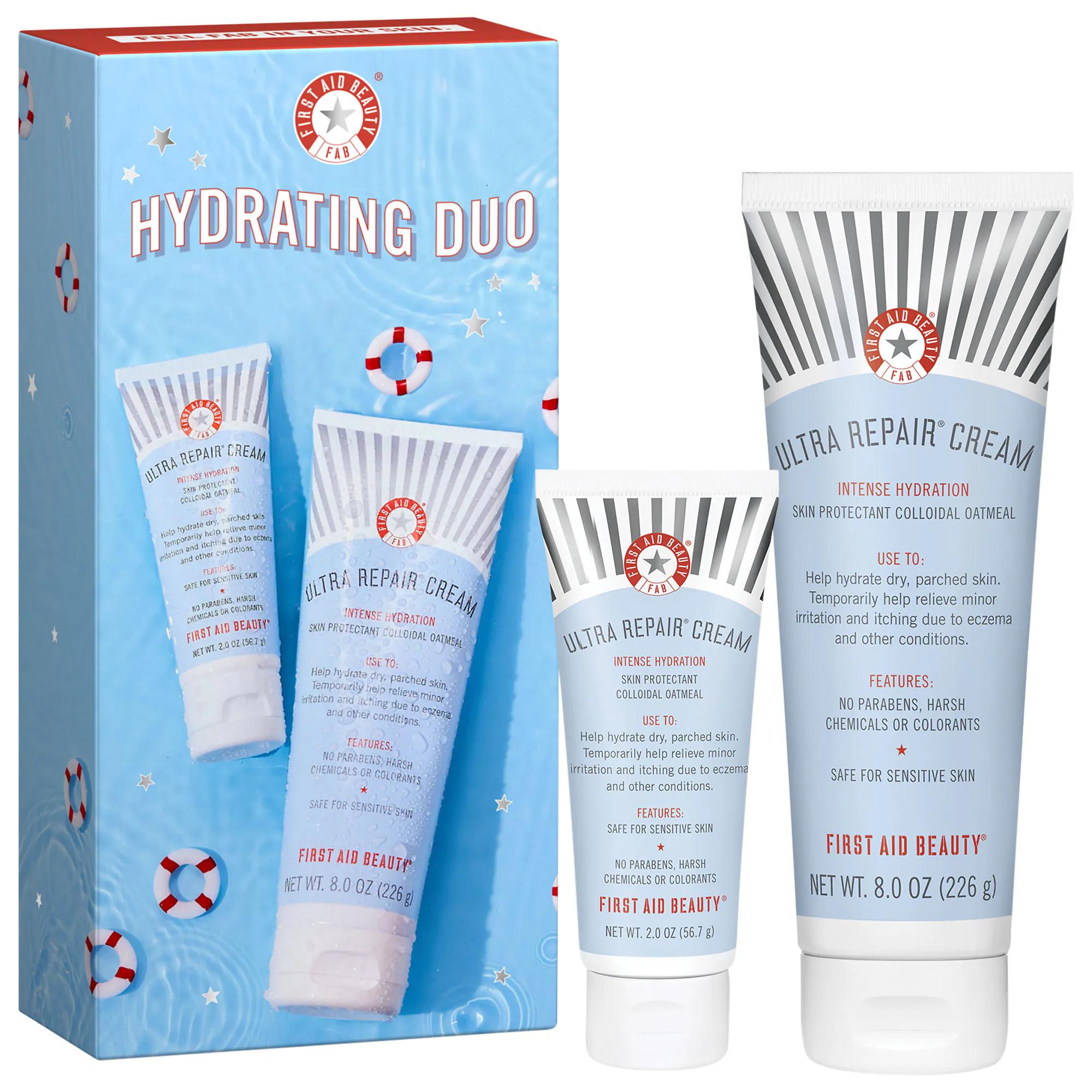 First Aid Beauty Ultra Repair Cream Hydrating Duo Kit: Jumbo & Travel Size for Dry, Eczema-Prone Skin - Vegan & Cruelty-Free Hydration
