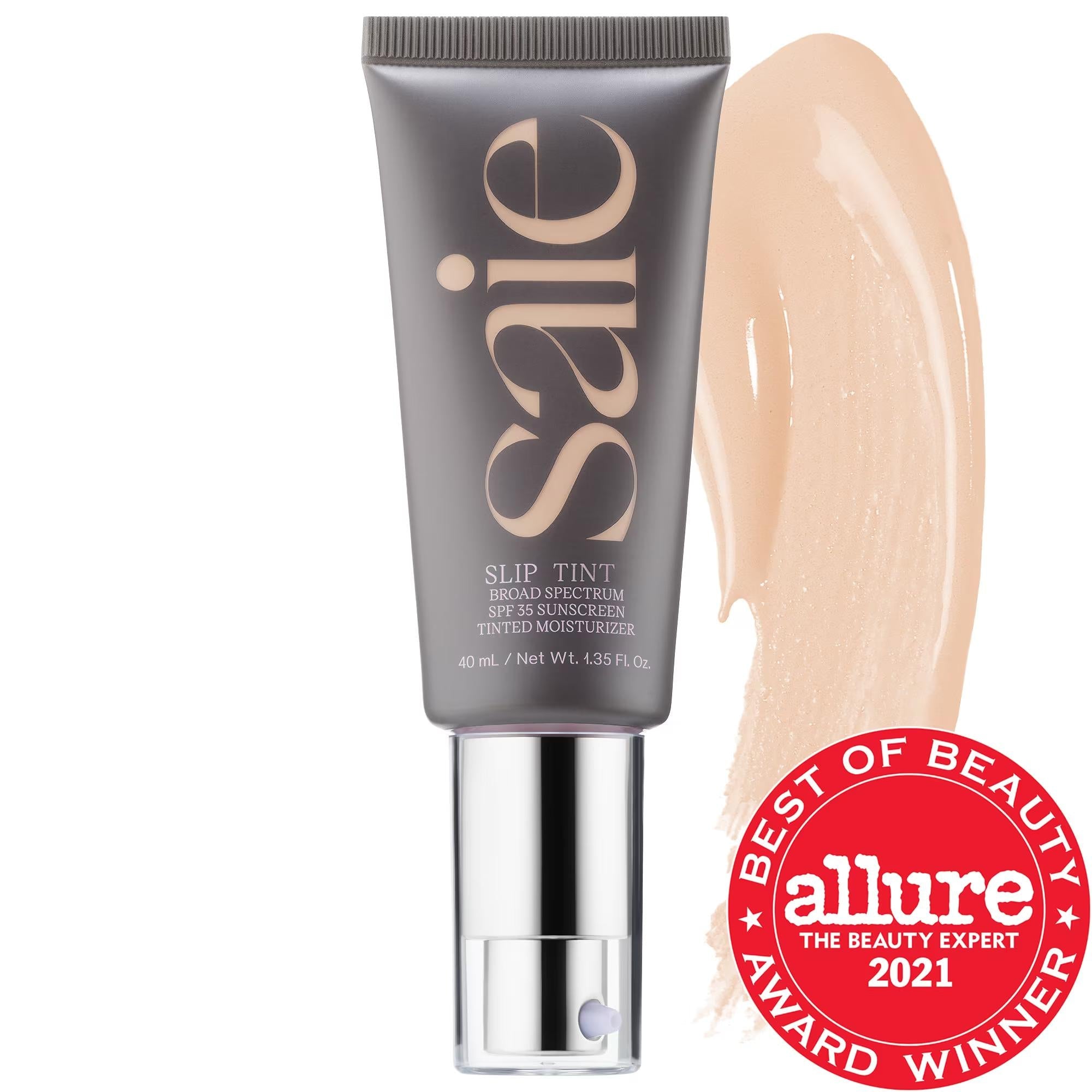 Saie Slip Tint - Lightweight Tinted Moisturizer with SPF 35, Hyaluronic Acid & Mineral Zinc Oxide for Natural Dewy Coverage