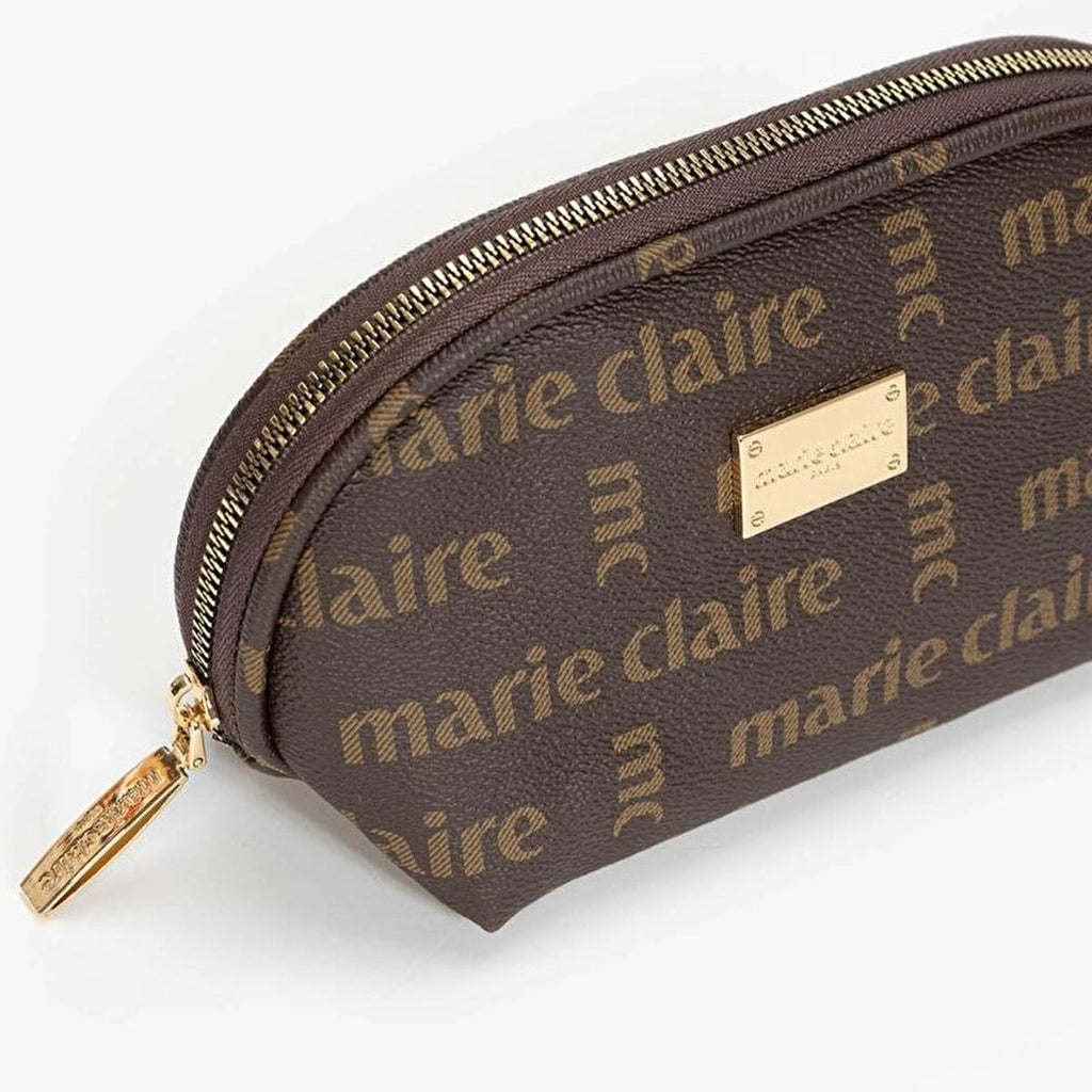 Marie Claire Erin Faux Leather Cosmetic Bag - Designer Makeup Organizer for Women, Large Travel Makeup Storage Bag