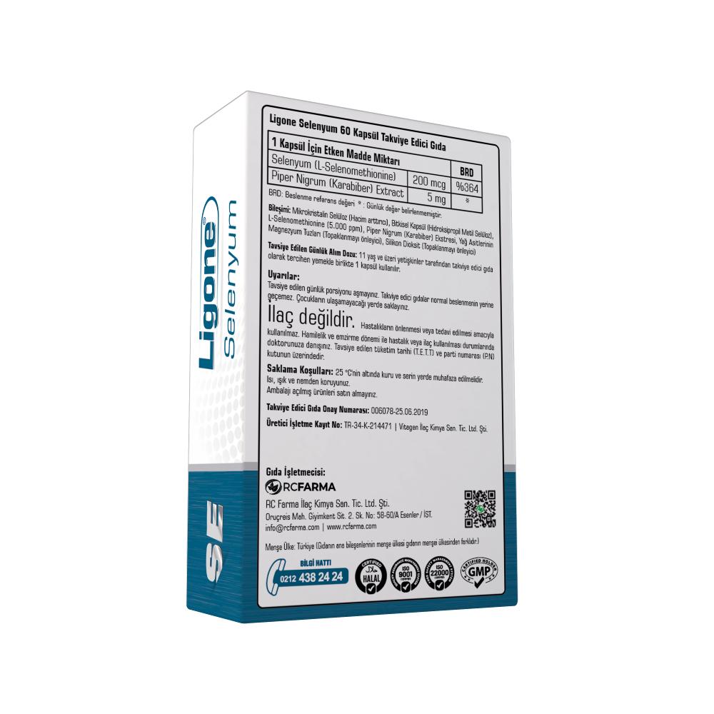 Ligone Selenium 60 Capsules - High-Quality Dietary Supplement for Immune System Support