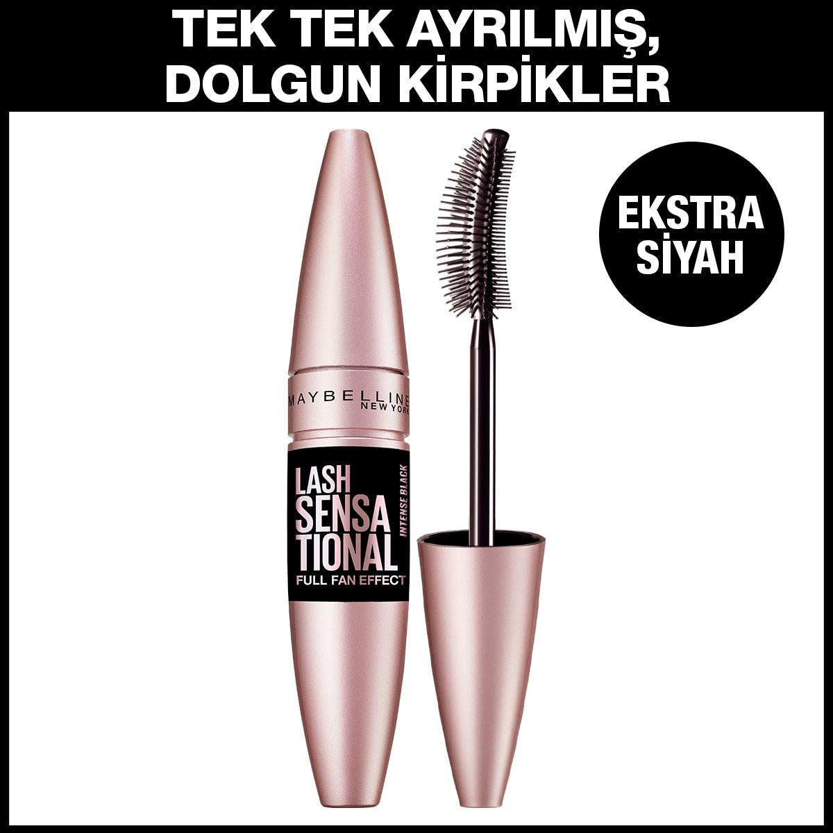 Maybelline New York Lash Sensational Mascara - Intense Black, Volumizing & Lengthening with Rosehip Oil
