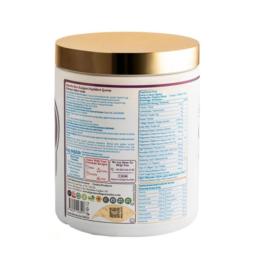 Kiperin Purple Collagen 576 gr - Liposomal Multi-Collagen Peptides Powder for Skin and Joint Health