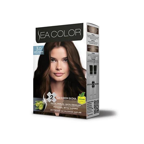 Sea Color: Koyu Kahve Dark Brown Hair Dye - Permanent, Vibrant, Shiny Color & 100% Gray Coverage for Stunning, Long-Lasting Results